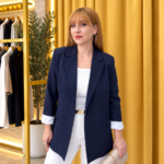 Çizgili Astarlı Blazer Ceket Lacivert