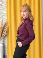 Mürdüm Saten Gömlek - Görsel 2