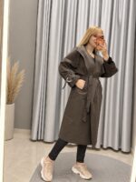 Uzun model Trençkot kahve