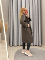 Uzun model Trençkot kahve - Görsel 2