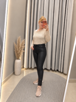 Likralı Siyah Mumlu Jean