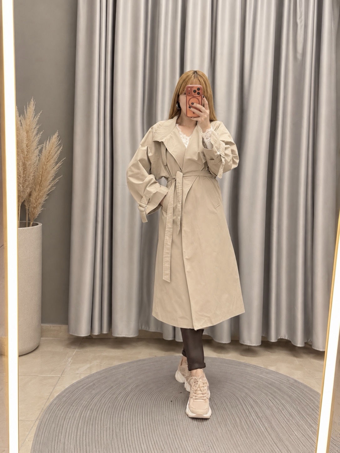 copy_05383871-3676-4168-8799-8e0a1c632b10 Uzun model Trençkot Bej - Görsel 1