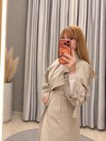 Uzun model Trençkot Bej - Görsel 3