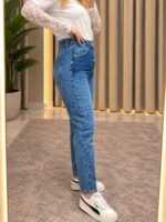Mom fit jean koyu mavi - Görsel 3