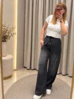 Taşlı tencel denim pantolon