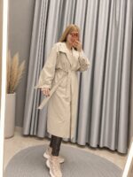Uzun model Trençkot Bej - Görsel 2