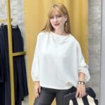 Kayık yaka pamuklu Bluz